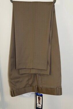 BB Britches Wool Blend Dress Pants 36x32 Brown Taupe Cuffed